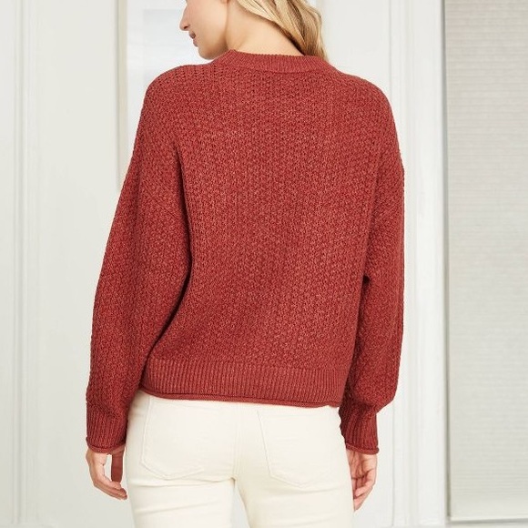 Rust Colored Crewneck Pullover Slouchy Sweater - Picture 2 of 2